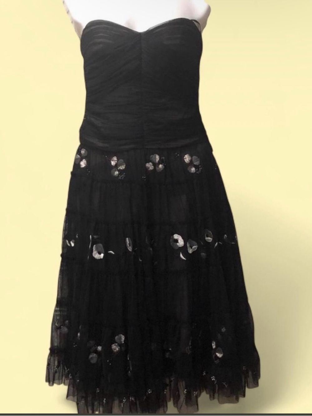 BCBGMaxAzria Pinup Black Strapless Tulle Sundress